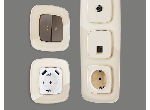 OF350303 Рамка OMEGA Radian (Бежевый Стекло закаленное натуральное) 3-ая