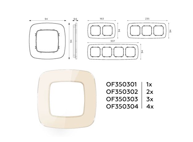 OF350303 Рамка OMEGA Radian (Бежевый Стекло закаленное натуральное) 3-ая