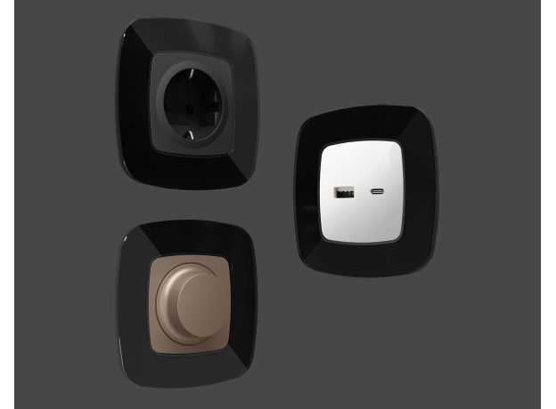 OF350801 Рамка OMEGA Radian (Черный Стекло закаленное натуральное) 1-ая