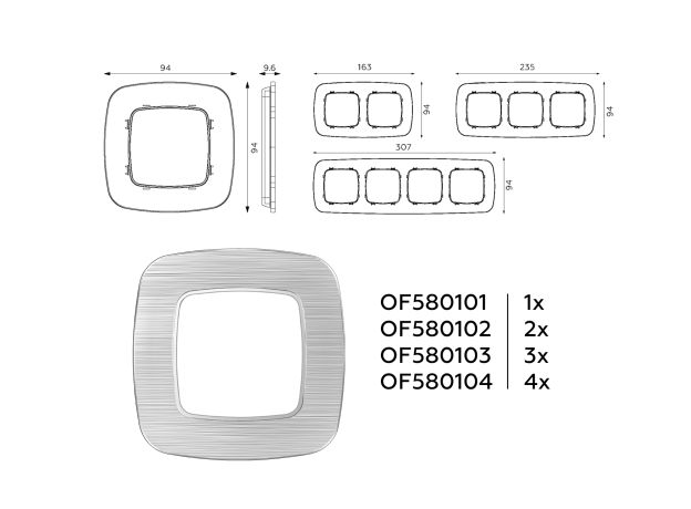 OF580101 Рамка OMEGA Radian (Серебро Металл шлифованный) 1-ая