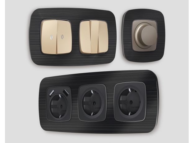 OF580502 Рамка OMEGA Radian (Черный Металл шлифованный) 2-ая