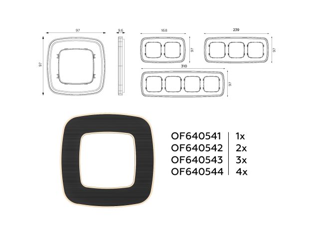 OF640543 Рамка OMEGA Coint (Черный Стекло органическое/Шампань) 3-ая