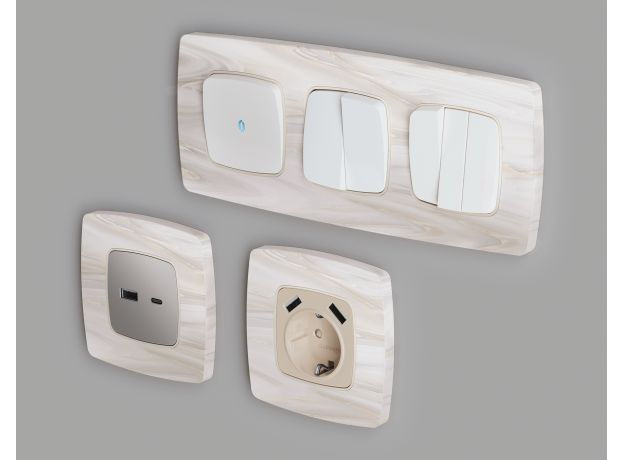 OF940303 Рамка OMEGA Opera (Бежевый мрамор) 3-ая