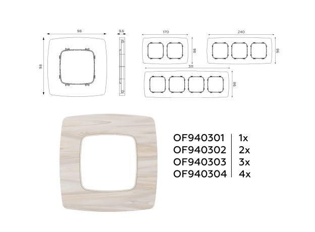 OF940303 Рамка OMEGA Opera (Бежевый мрамор) 3-ая