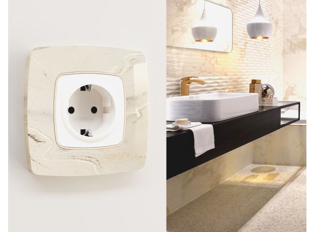 OF940603 Рамка OMEGA Opera (Серо-бежевый мрамор) 3-ая