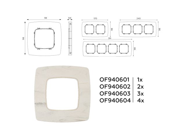 OF940604 Рамка OMEGA Opera (Серо-бежевый мрамор) 4-ая
