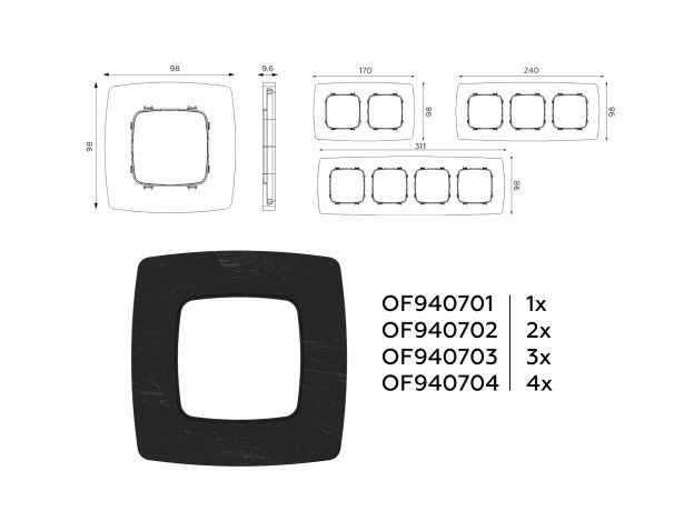 OF940704 Рамка OMEGA Opera (Черный мрамор) 4-ая