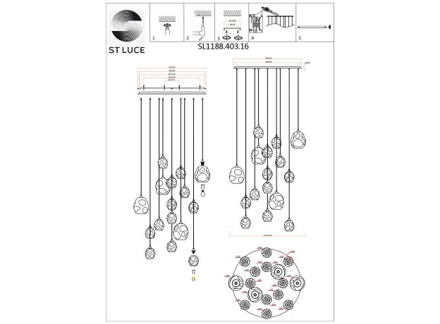 Подвесные светильники ST Luce SL1188.403.16 IDESIA