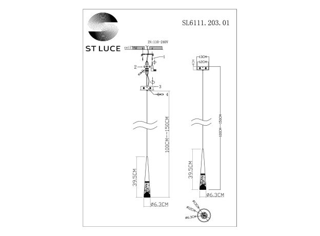 Подвесные светильники ST Luce SL6111.203.01 SOLLEN