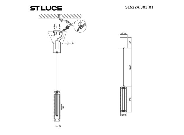 Подвесные светильники ST Luce SL6224.303.01 Bamboo