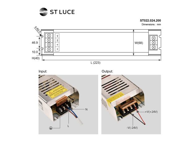 ST022.024.200-F Блок питания (24V,200W, IP20) ST-Luce Светодиодные ленты