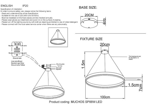 Люстры Crystal Lux MUCHOS SP88W LED GOLD MUCHOS