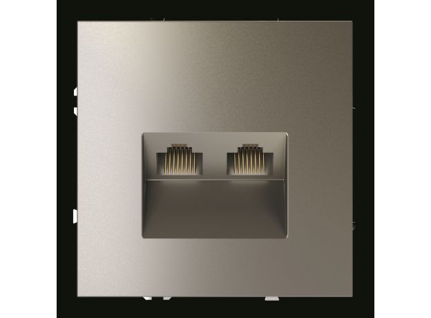 Розетка компьютерная встраиваемая VOLTUM S70 двойная RJ45+RJ45 кат.6, (шелк)