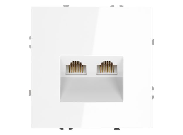 Розетка компьютерная встраиваемая VOLTUM S70 двойная RJ45+RJ45 кат.6, (белый глянцевый)