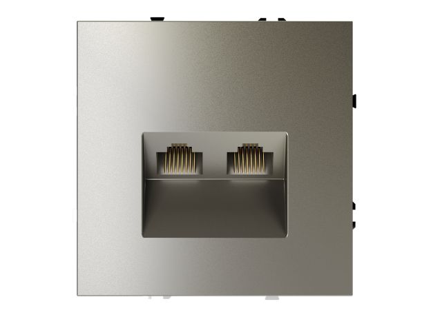 Розетка компьютерная встраиваемая VOLTUM S70 двойная RJ45+RJ45 кат.6, (шелк)