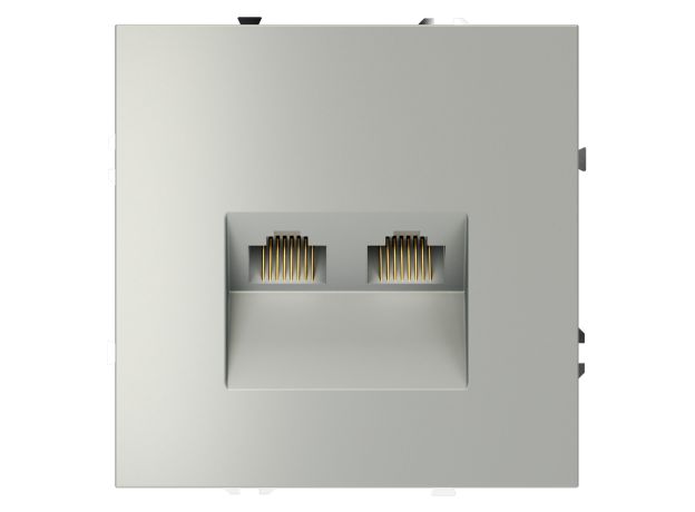 Розетка компьютерная встраиваемая VOLTUM S70 двойная RJ45+RJ45 кат.6, (сталь)