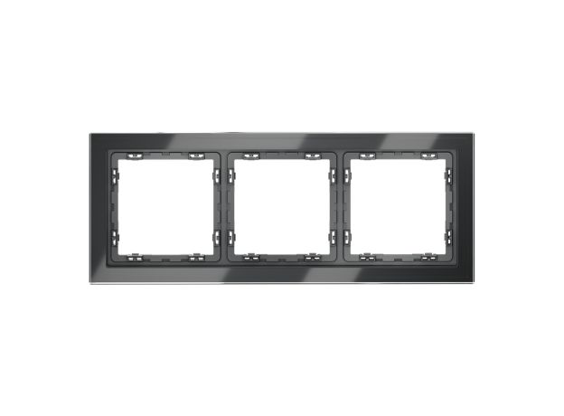 Рамка стеклянная VOLTUM S70 на 3 поста, (графит, стекло)