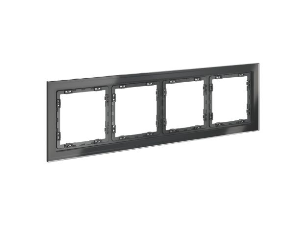 Рамка стеклянная VOLTUM S70 на 4 поста, (графит, стекло)