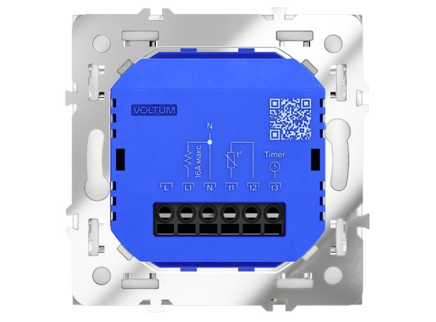Терморегулятор электронный VOLTUM S70 с индикацией и датчиком, для теплого пола, (белый глянцевый)