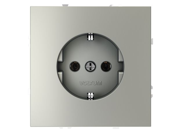 Розетка встраиваемая VOLTUM S70 с заземлением 16А, (сталь)