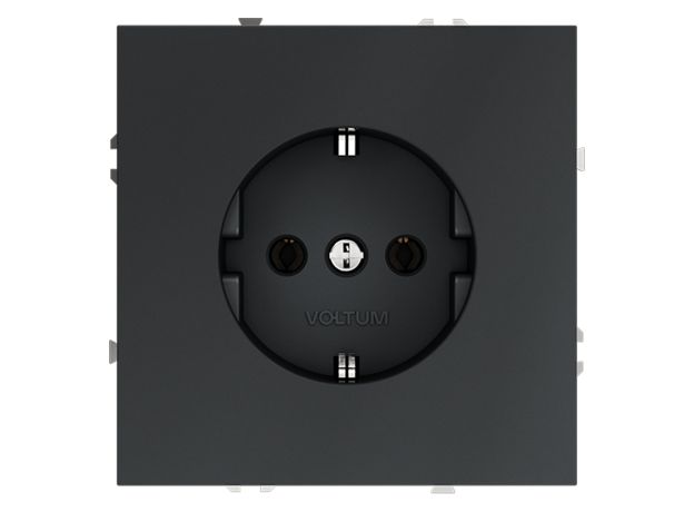 Розетка встраиваемая VOLTUM S70 с заземлением 16А, (графит)