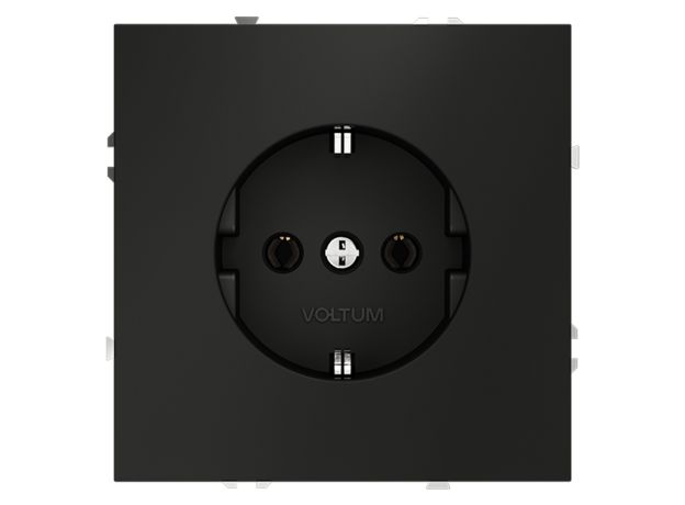 Розетка встраиваемая VOLTUM S70 с заземлением 16А, (черный матовый)