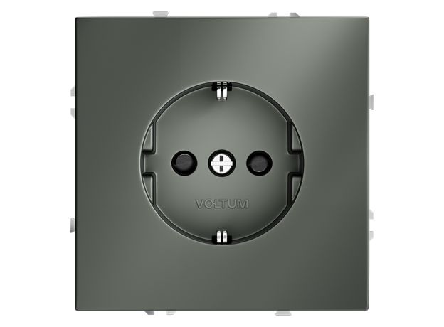 Розетка встраиваемая VOLTUM S70 с заземлением и защитными шторками, 16А, (титан)