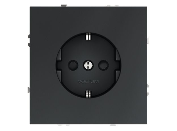 Розетка встраиваемая VOLTUM S70 с заземлением и защитными шторками, 16А, (графит)