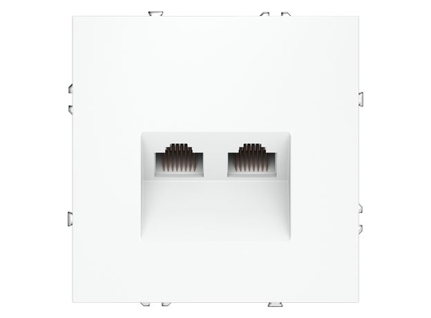 Розетка компьютерная встраиваемая VOLTUM S70 двойная RJ45+RJ45 кат.6, (белый матовый)