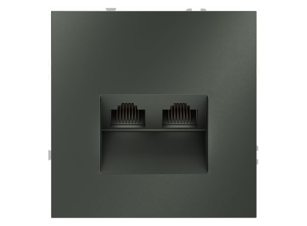 Розетка компьютерная встраиваемая VOLTUM S70 двойная RJ45+RJ45 кат.6, (титан)