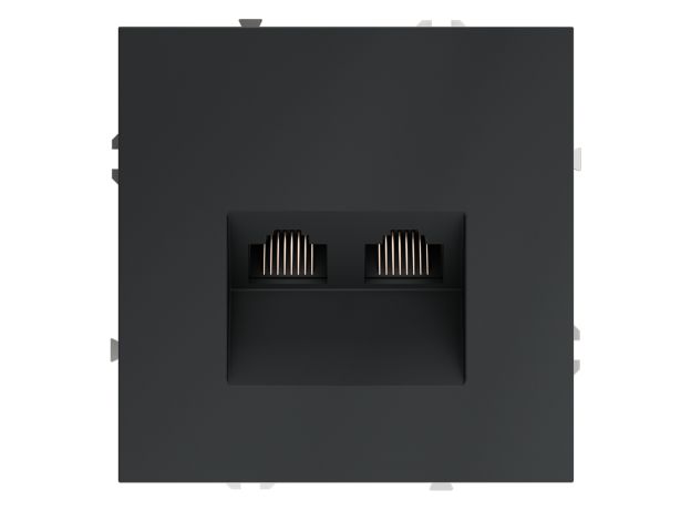 Розетка компьютерная встраиваемая VOLTUM S70 двойная RJ45+RJ45 кат.6, (графит)