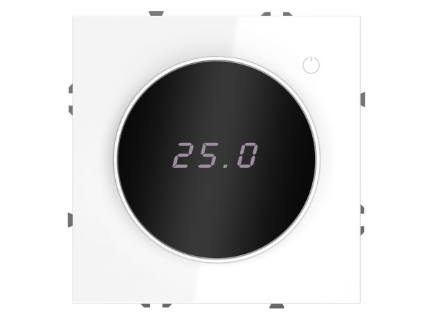 Терморегулятор электронный VOLTUM S70 с индикацией и датчиком, для теплого пола, (белый глянцевый)