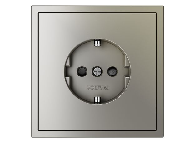 Розетка встраиваемая VOLTUM S70 с заземлением и защитными шторками, 16А, (шелк)