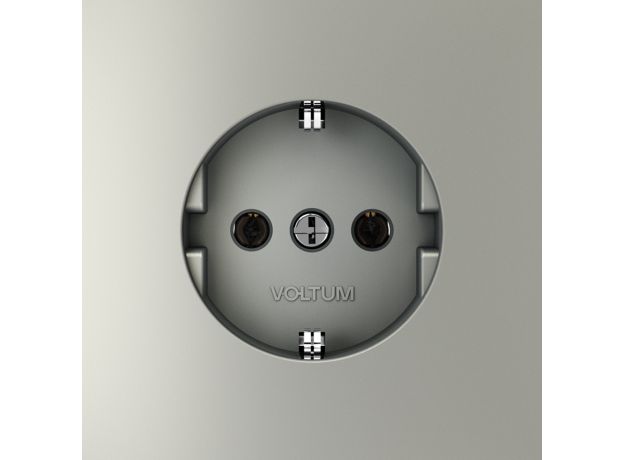 Розетка встраиваемая VOLTUM S70 с заземлением 16А, (сталь)