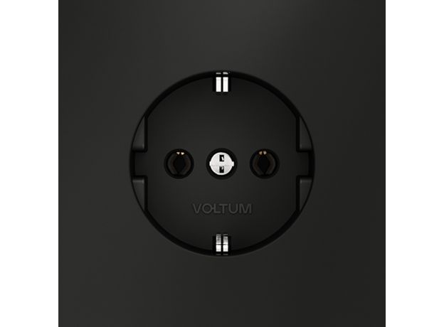 Розетка встраиваемая VOLTUM S70 с заземлением 16А, (черный матовый)