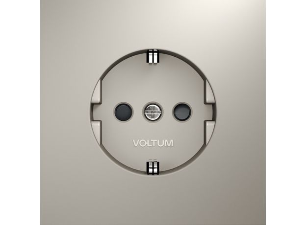 Розетка встраиваемая VOLTUM S70 с заземлением и защитными шторками, 16А, (кашемир)