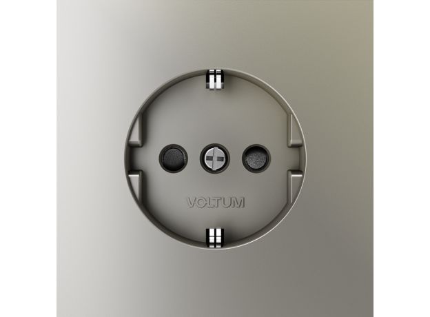 Розетка встраиваемая VOLTUM S70 с заземлением и защитными шторками, 16А, (шелк)