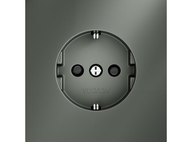 Розетка встраиваемая VOLTUM S70 с заземлением и защитными шторками, 16А, (титан)