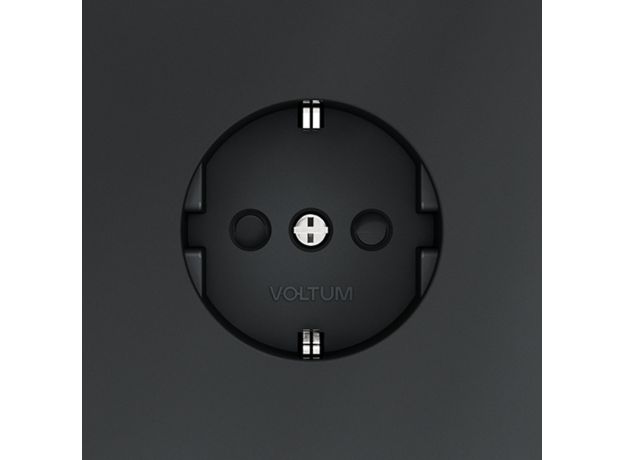 Розетка встраиваемая VOLTUM S70 с заземлением и защитными шторками, 16А, (графит)