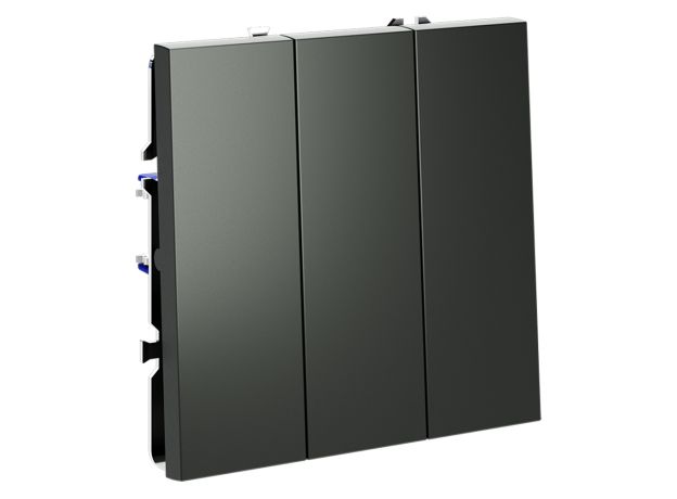 Выключатель встраиваемый VOLTUM S70 трехклавишный 10А, (титан)