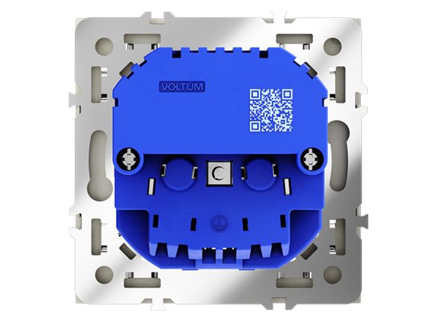 Розетка встраиваемая VOLTUM S70 с заземлением и защитными шторками, 16А, с USB, A+A, (сталь)