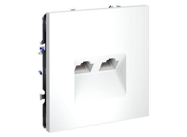 Розетка компьютерная встраиваемая VOLTUM S70 двойная RJ45+RJ45 кат.6, (белый матовый)