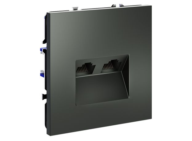 Розетка компьютерная встраиваемая VOLTUM S70 двойная RJ45+RJ45 кат.6, (титан)