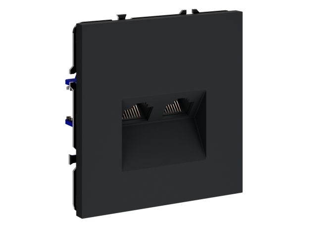 Розетка компьютерная встраиваемая VOLTUM S70 двойная RJ45+RJ45 кат.6, (графит)