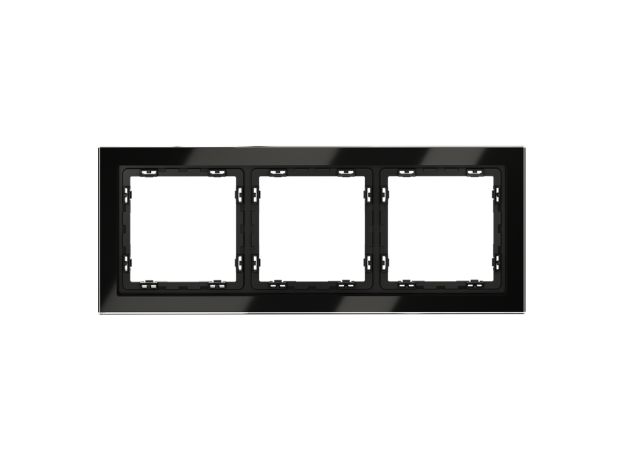 Рамка стеклянная VOLTUM S70 на 3 поста, (черный,стекло)