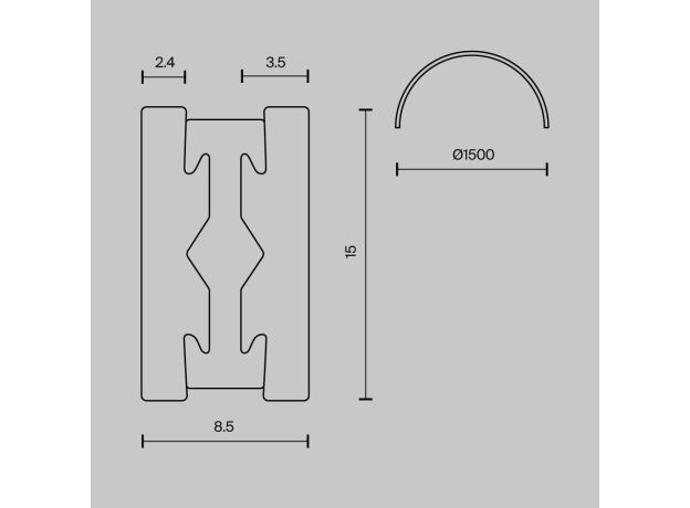 Трековое освещение Maytoni TRX154-2SR-D1500-B Busbar trunkings Flarity