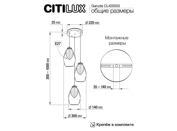 Подвесные светильники Citilux CL420033 Garuda