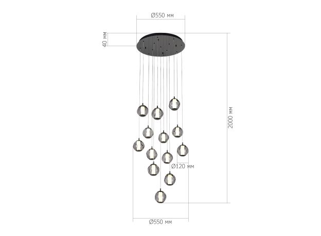 SL6520.403.13 Светильник подвесной ST-Luce черный жемчуг/прозрачно-дымчатый LED 1*65W 4000K HELMI