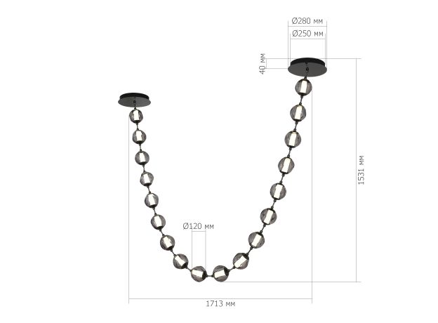 SL6520.403.18 Светильник подвесной ST-Luce черный жемчуг/прозрачно-дымчатый LED 1*90W 4000K HELMI