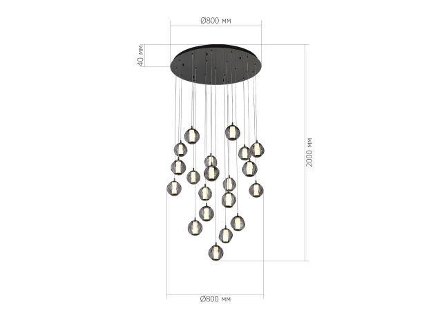 SL6520.403.20 Светильник подвесной ST-Luce черный жемчуг/прозрачно-дымчатый LED 1*100W 4000K HELMI